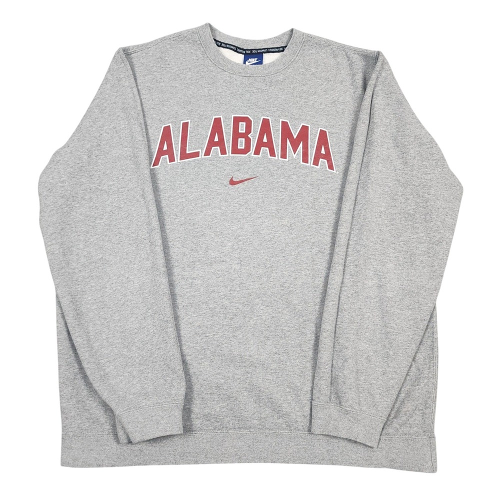 Alabama Crimson Tide Sweatshirt Mens XL Gray Nike Crewneck Swoosh NCAA Football